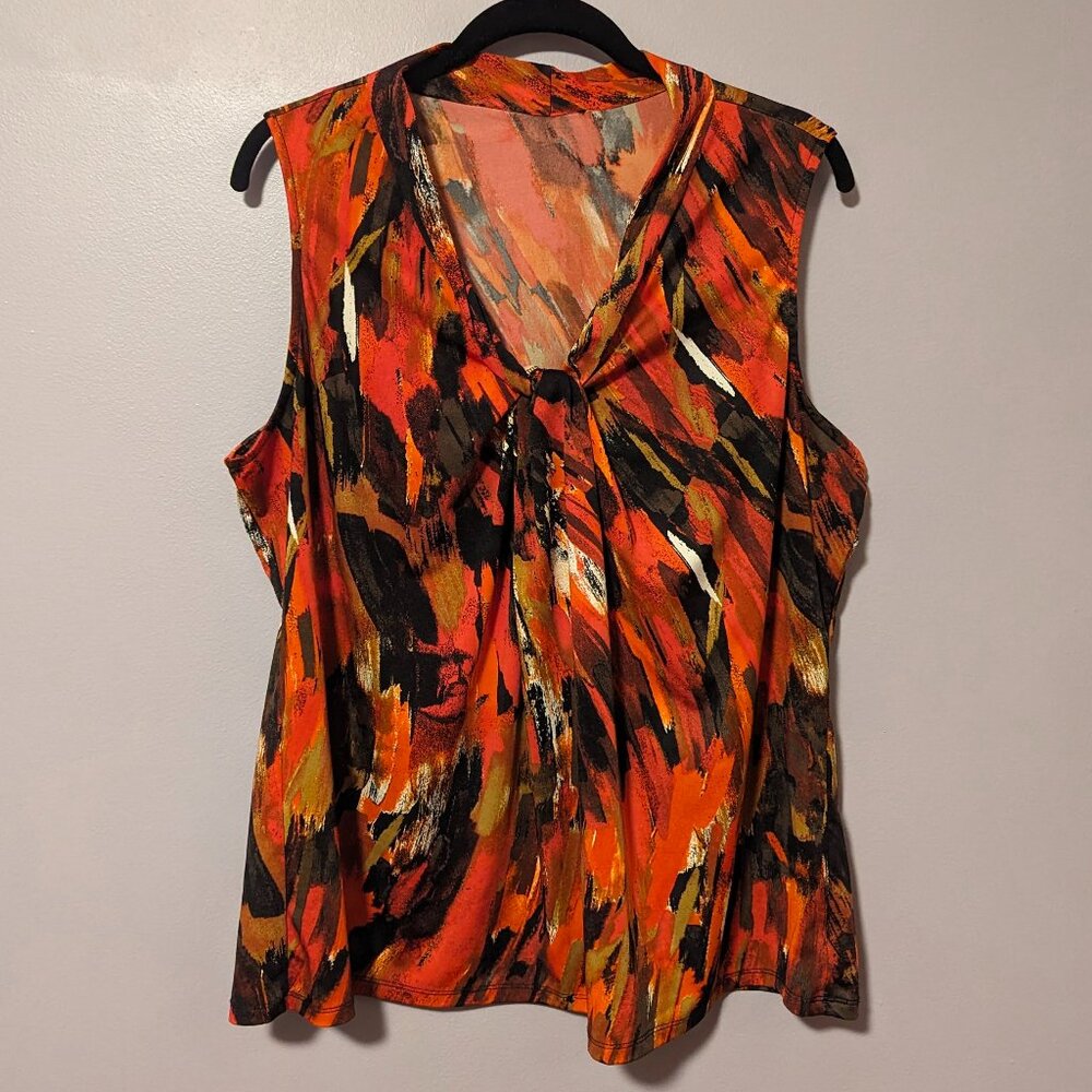 Relativity Sleeveless blouse - Red/black/white, 1X
